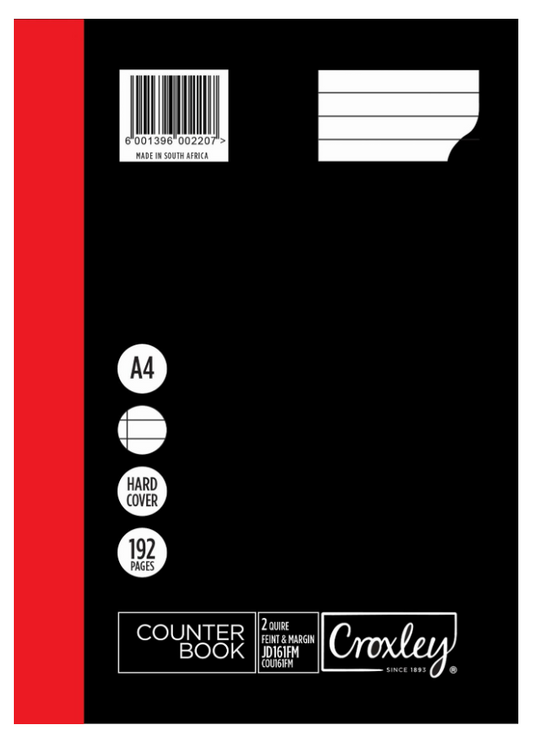 CROXLEY 2-Quire 192 Page Ruled Feint & Margin A4